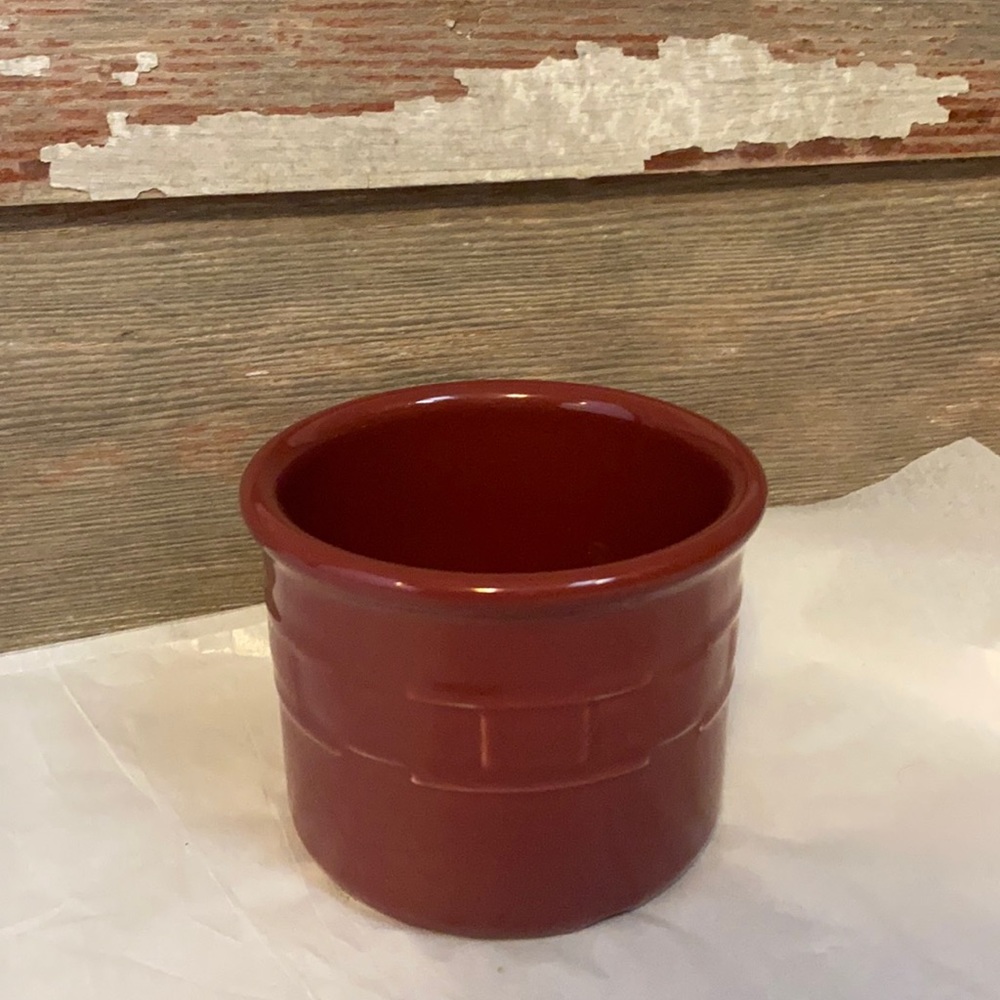 Longaberger crock! Paperika color! Salt/decorating crock! Made in USA!